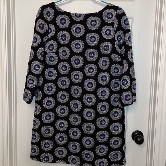 LOFT Dresses & Skirts - LOFT Black and Blue Medallion Quilt Dress